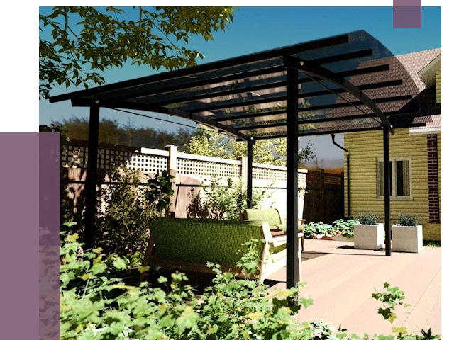 Навесы для террасы в Балтийске от 12999 руб. под ключ | ПРОЛЁТ-Блт