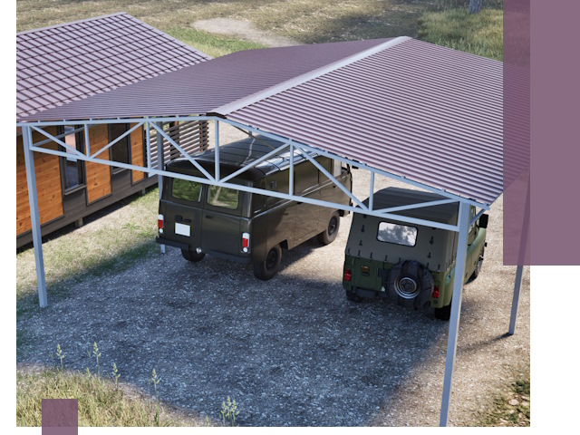 Двускатные навесы под ключ в Балтийске — изготовление и монтаж